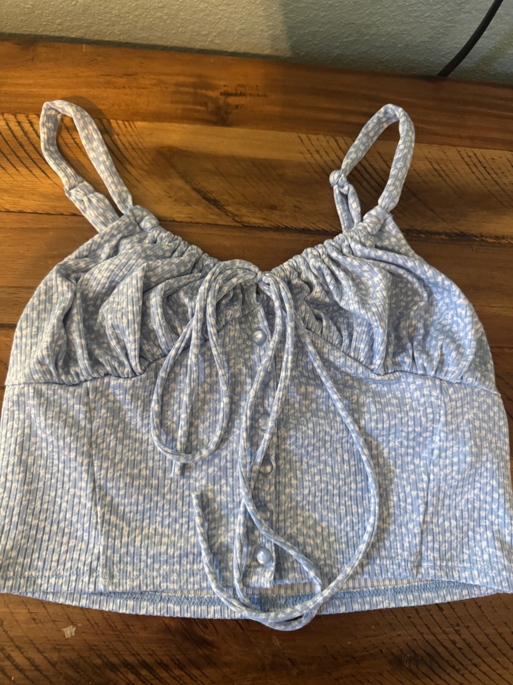 Urban Outfitters Blue Floral Ruched Corset Cami Top Size S
